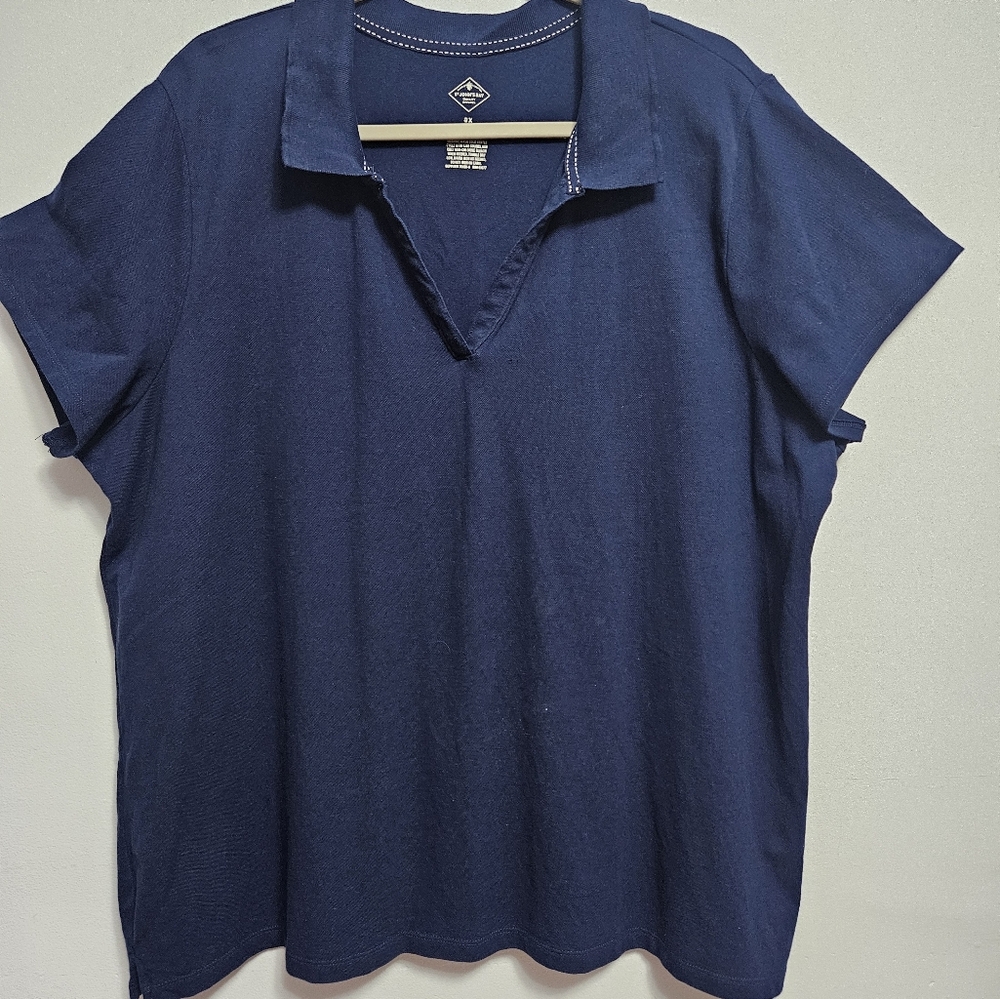 Short sleeve collared top 3x